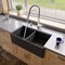 Alfi Brand Black Matte Smooth Apron 33" x 18" Double Bowl Fireclay Farm Sink ABF3318D-BM - alternate 1